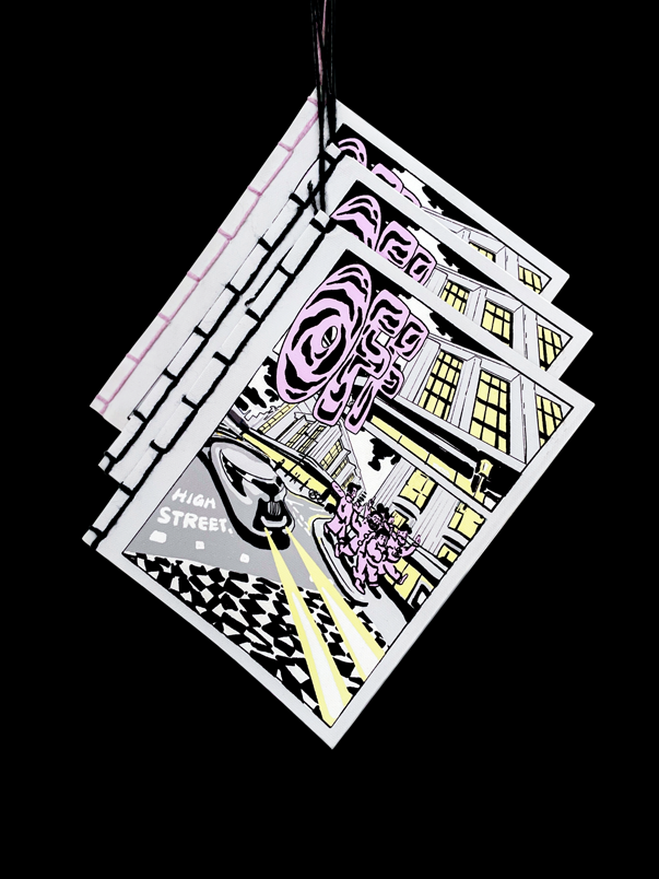 A Little Tenderness hand-bound graphic novel on a black background