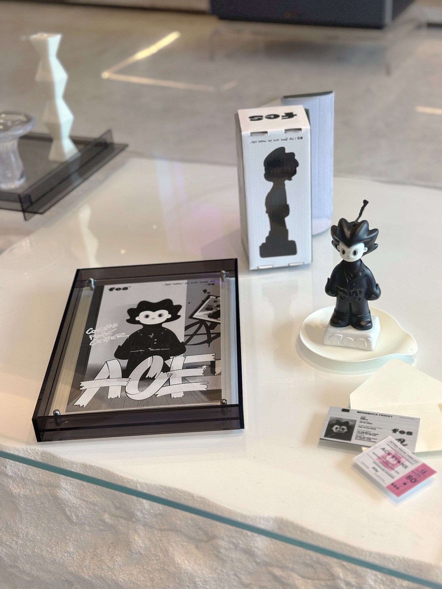 Ace framed print, handmade candle, packaging and printed ephemera